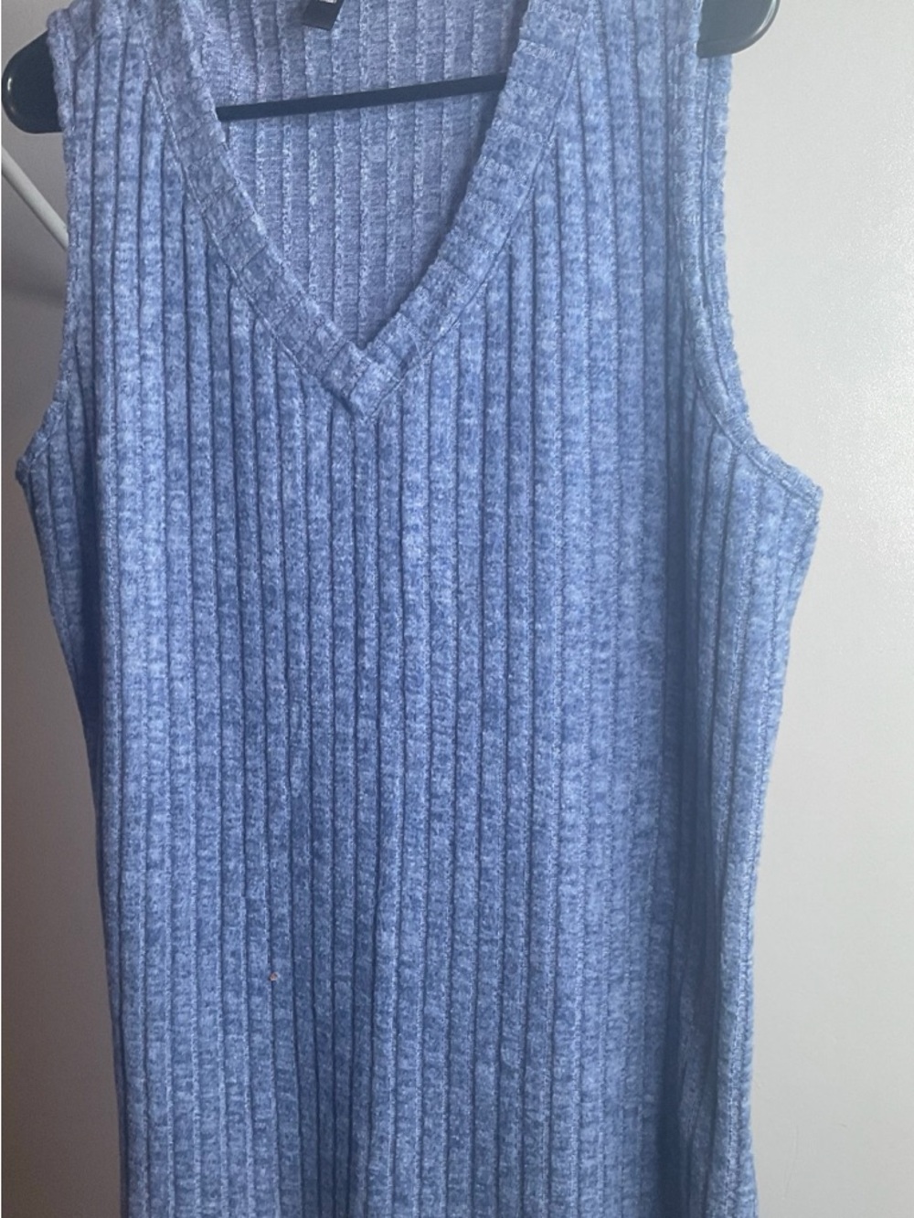 Blue Ribbed Sleeveless Sweater Vest V-Neck Soft Knit Top Women’s Size xl